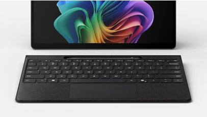 A Surface Pro Flex Keyboard for Business and a Surface Pro for Business, 11th Edition, a Copilot+ PC.