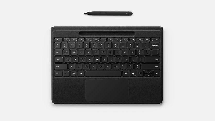 A Surface Pro Flex-toetsenbord met Slim Pen voor zakelijk gebruik.