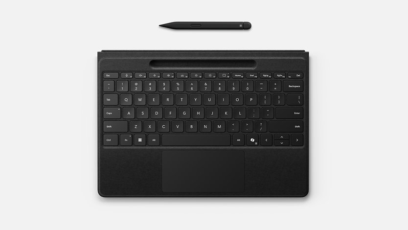 Un clavier Surface Pro Flex pour les entreprises avec stylet mince.