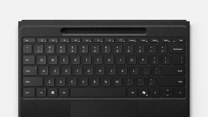 Een bovenaanzicht van Surface Pro Flex-toetsenbord.