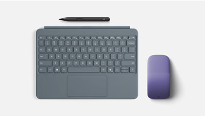 Tastiera Surface in Ocean, mouse Surface Arc in Violet e penna Surface Slim Pen.