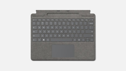 Un clavier Type Cover Signature pour Surface Pro en finition Platine.