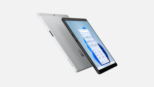 Zařízení Surface Pro X zobrazené jako tablet.