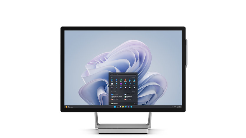 Vooraanzicht van de Surface Studio 2+ voor zakelijk gebruik.