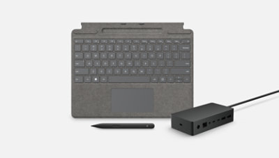 Un teclado Surface Pro con Slim Pen 2 y Dock 2.