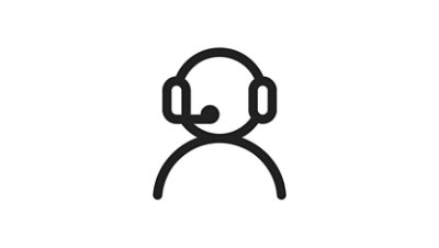 Iconography of human outline with headset on.