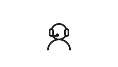 Iconography of human outline with headset on.