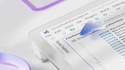 Крупный план экрана Visual Studio. 