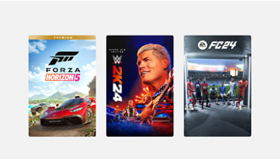 Featured games WWE 2K24 Cross-platform, EA FC24, Forza Horizon 5 Premium edition.