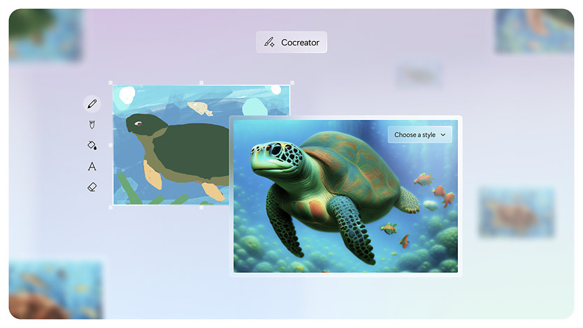 Cocreator turns a rough sketch into a vibrant image on a Surface Copilot+ PC.