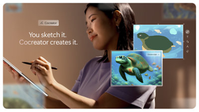 Cocreator trasforma le bozze in immagini vivaci su un Surface Copilot+ PC.   