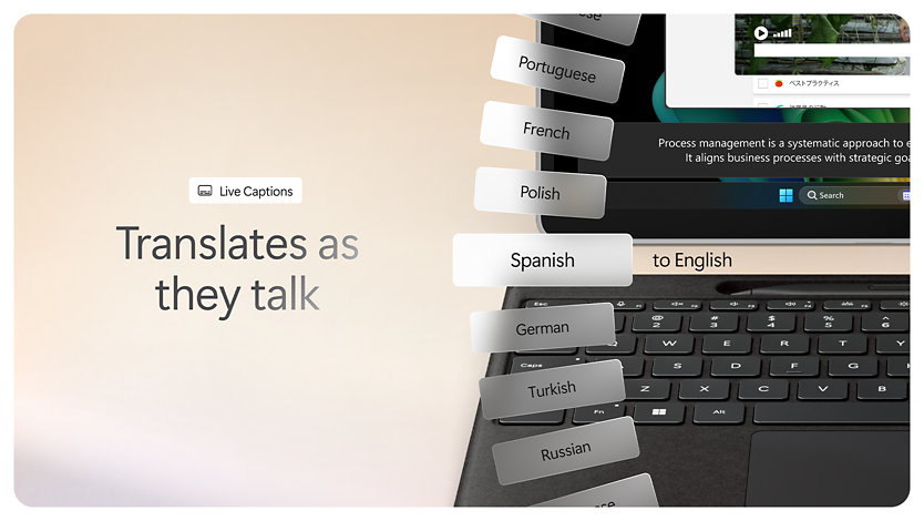 Live Captions runs on a Surface Copilot+ PC.