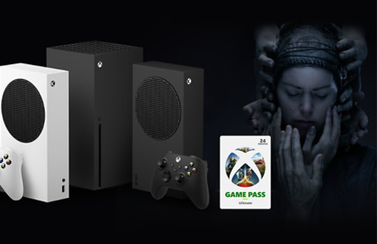 Xbox Series S und X mit Xbox Game Pass Access und Hellblade 2.