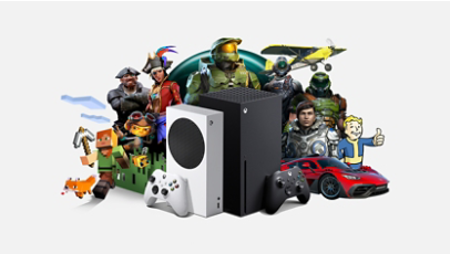 Verschiedene Spielcharaktere, die in den Xbox-Konsolen der Serien X, S und S 1 Terabyte enthalten sind. 