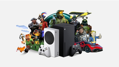 Verschiedene Spielcharaktere, die in den Xbox-Konsolen der Serien X, S und S 1 Terabyte enthalten sind.