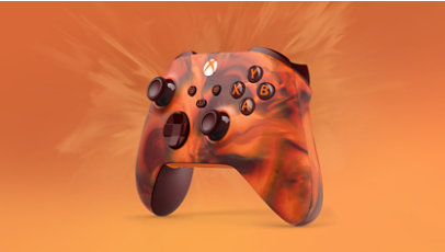 A special edition Xbox Wireless Controller in fire vapor.