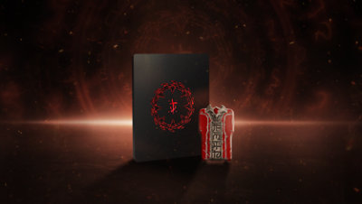 Réplique de la Red Key Card et du boîtier SteelBook® inclus dans le pack collector de DOOM : The Dark Ages.