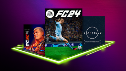 Deals unlocked featuring FC24, WWE 2k24, and Starfield Premium edition. 