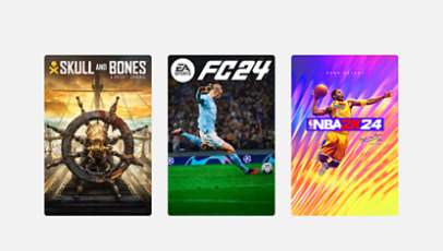 Featured games Skull and Bones, F C 24, and N B A 2 K 24 Kobe Bryant Edition.