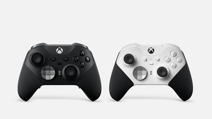 Zwei Xbox Wireless Elite-Controller der Serie 2 in Schwarz und Weiß.