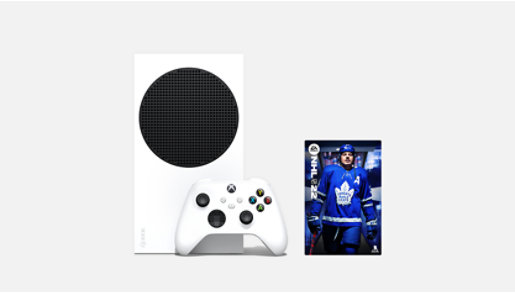 An Xbox Series S with NHL 22.
