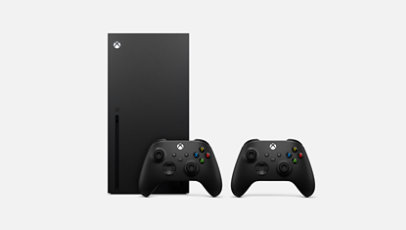 Xbox Series X console and controller and an Xbox Wireless Controller.