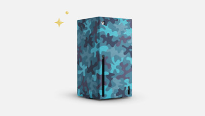 An Xbox Series X Console Wrap in Mineral Camo.