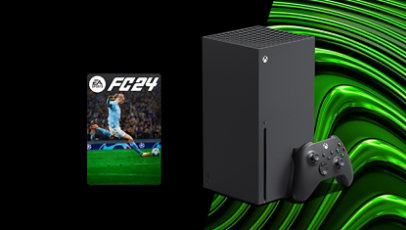 Eine Xbox Serie X mit EA Sports FC 24.