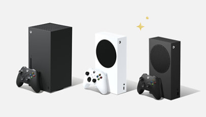 An Xbox Series X, an Xbox Series S and an Xbox Series S 1TB in Black. 