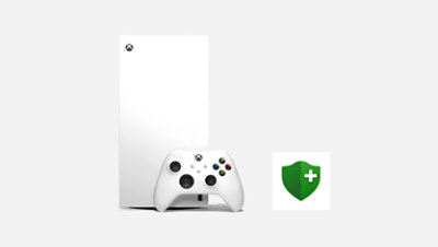 A white Xbox Series X with controller.