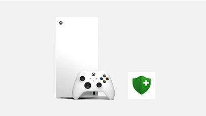 A white Xbox Series X with controller.