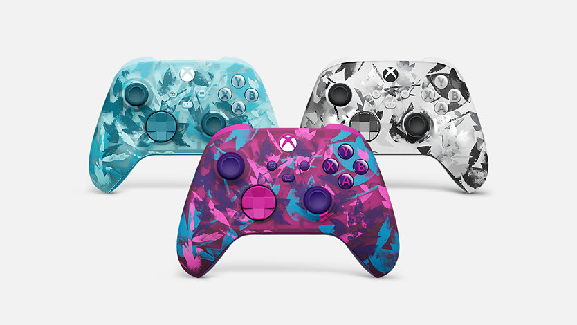 Manettes sans fil Xbox Édition spéciale : Heart Breaker, Ice Breaker, Storm Breaker.