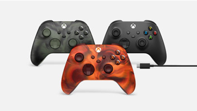 Xbox ワイヤレスコントローラーファイヤーベイパー、Xbox ワイヤレスコントローラーノクターナルベイパーとワイヤレスコントローラー USB-C の画像