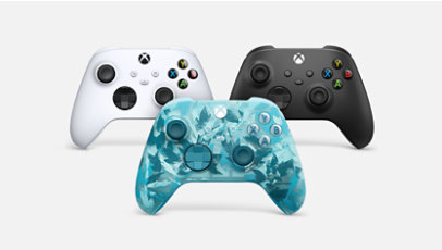 Manettes sans fil Xbox en Robot White, Carbon Black et Édition spéciale Ice Breaker.