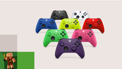 Familie von Xbox Wireless Controllern in verschiedenen Farben.