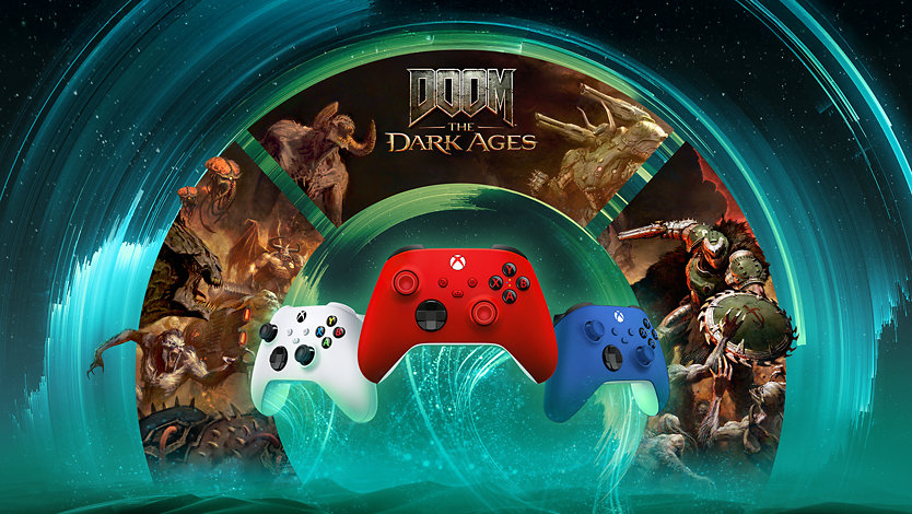 Defeat demons in Doom The Dark Ages with an Xbox Wireless Controller.