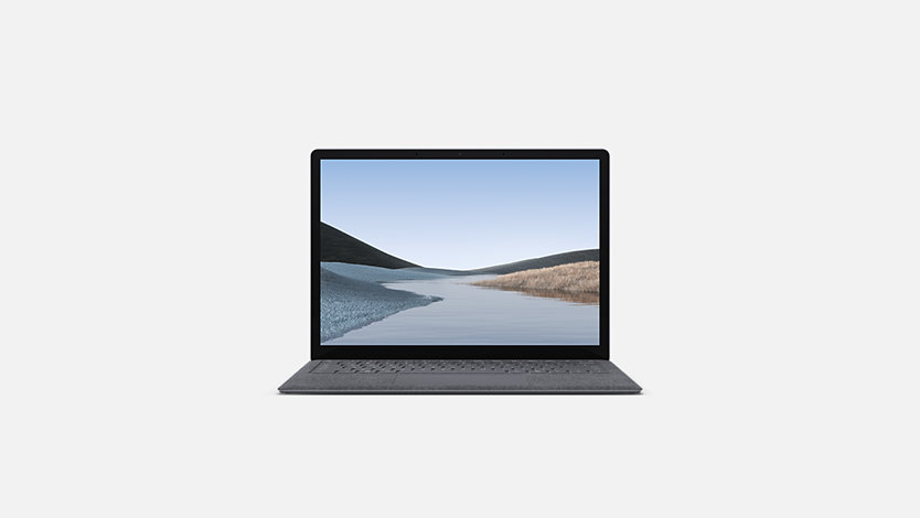 An open Surface Laptop 3 with landscape onscreen.