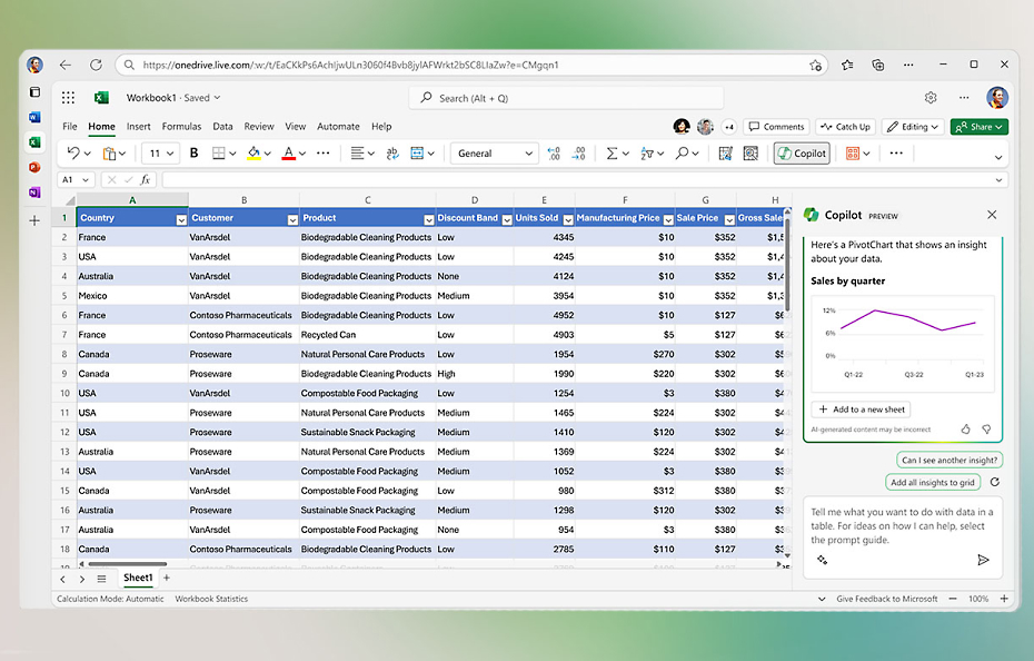 Snímka obrazovky tabuľkového hárka v Microsoft Exceli.
