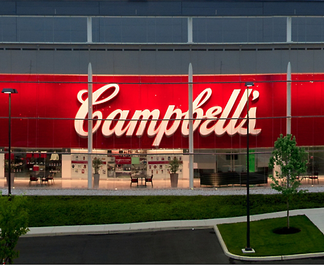Campbell's written on top of the building