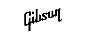 Gibson-logo på en hvid baggrund.