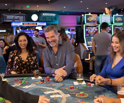 A group of people playing poker