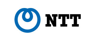 A blue logo on a black background.