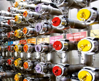 A group of colorful pipes