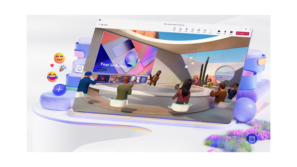 Illustration of a Teams meeting with participants using avatars