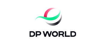 Dp world logo on a white background.
