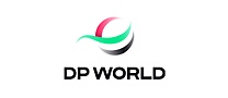 Dp World-logo på en hvid baggrund.