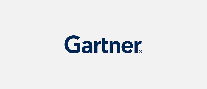 Logo firmy Gartner na białym tle.