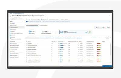 A list of secure score recommendations in Defender for Cloud.