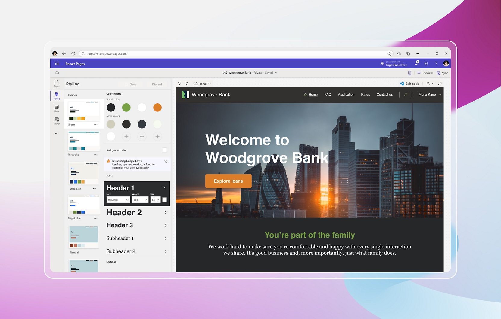 Obrazovka počítače s obrazovkou s nápisem „vítejte ve Woodgrain Bank“