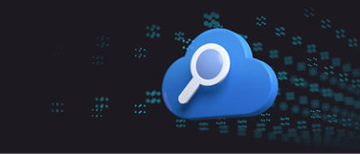 Una nube azul con una lupa